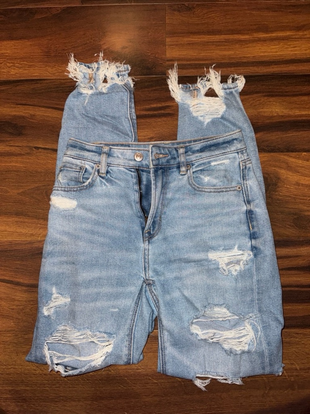American Eagle Outfitters Light Blue Ripped High-Rise Jeans